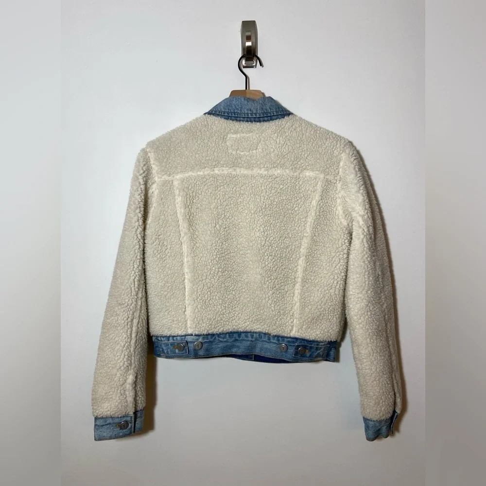 Pilcro and the Letterpress Anthropologie Sherpa & Denim Trucker Jacket S